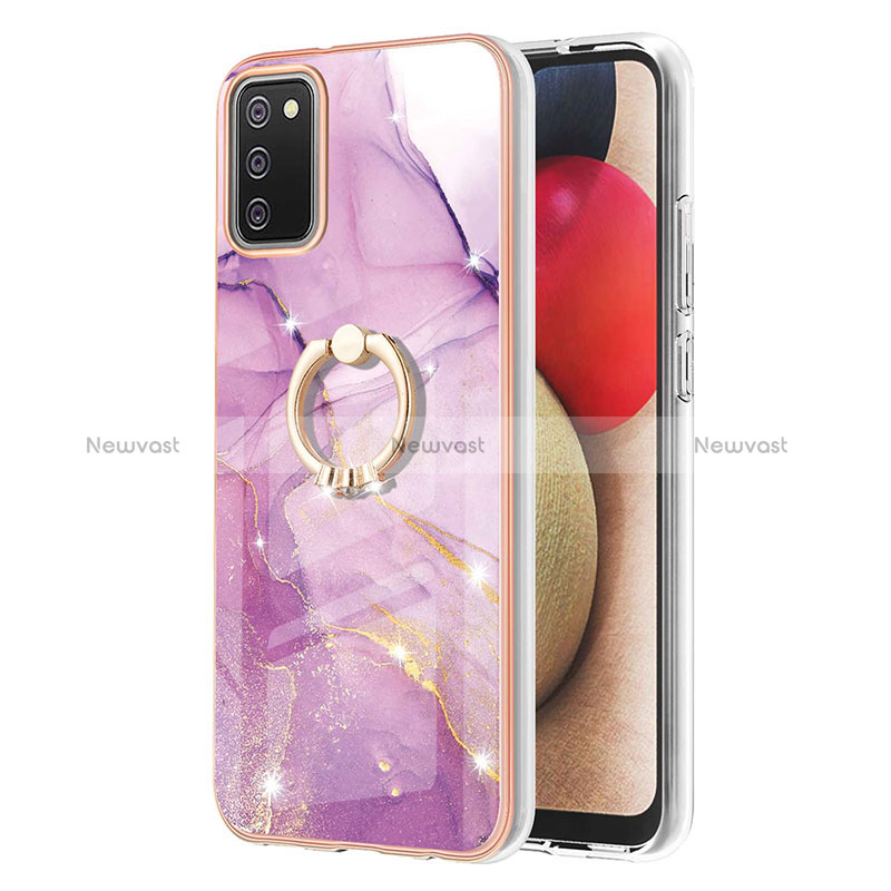 Silicone Candy Rubber Gel Fashionable Pattern Soft Case Cover with Finger Ring Stand Y05B for Samsung Galaxy F02S SM-E025F