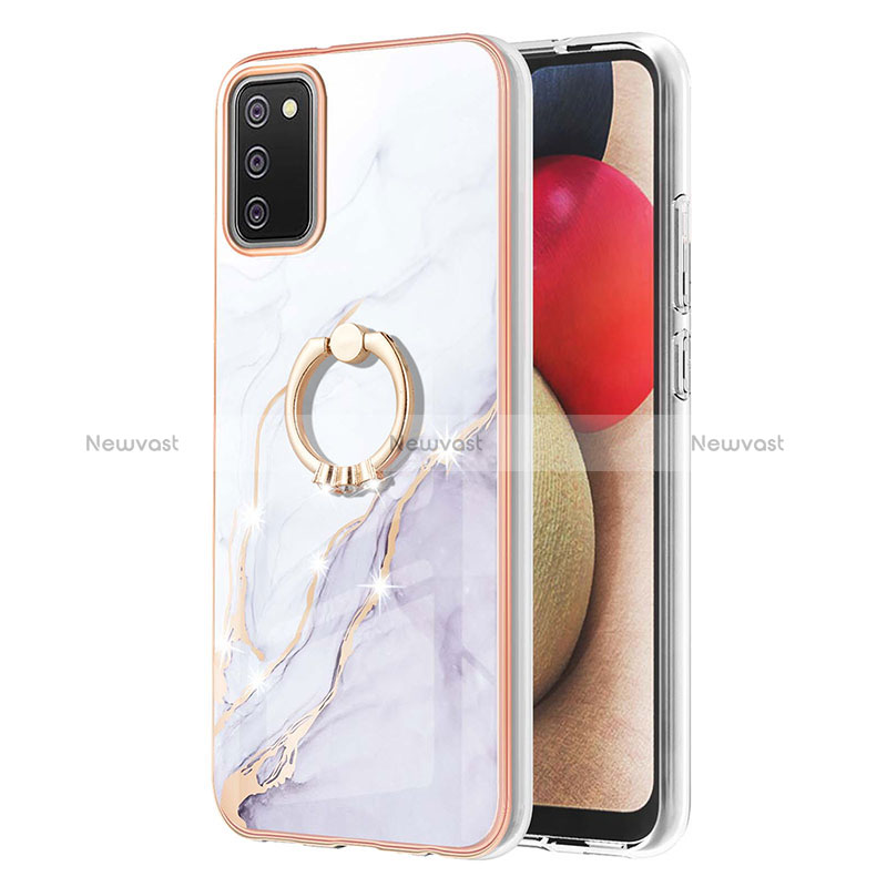 Silicone Candy Rubber Gel Fashionable Pattern Soft Case Cover with Finger Ring Stand Y05B for Samsung Galaxy F02S SM-E025F