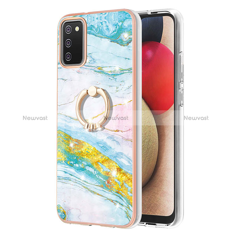 Silicone Candy Rubber Gel Fashionable Pattern Soft Case Cover with Finger Ring Stand Y05B for Samsung Galaxy F02S SM-E025F