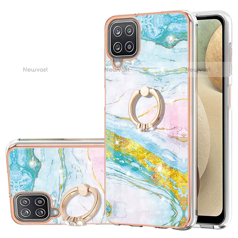 Silicone Candy Rubber Gel Fashionable Pattern Soft Case Cover with Finger Ring Stand Y05B for Samsung Galaxy F12 Colorful