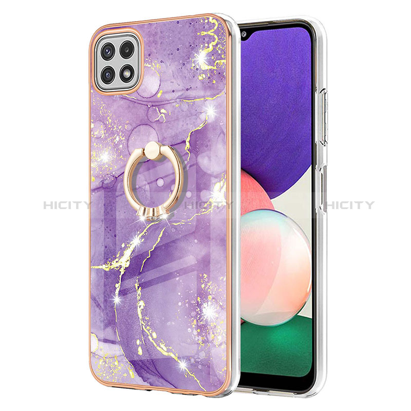 Silicone Candy Rubber Gel Fashionable Pattern Soft Case Cover with Finger Ring Stand Y05B for Samsung Galaxy F42 5G