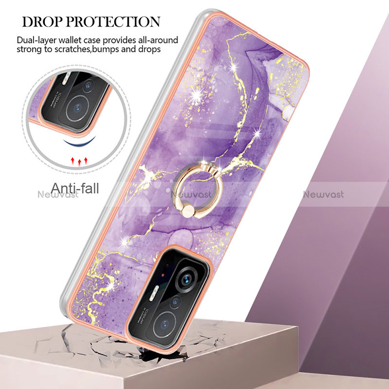 Silicone Candy Rubber Gel Fashionable Pattern Soft Case Cover with Finger Ring Stand Y05B for Xiaomi Mi 11T 5G