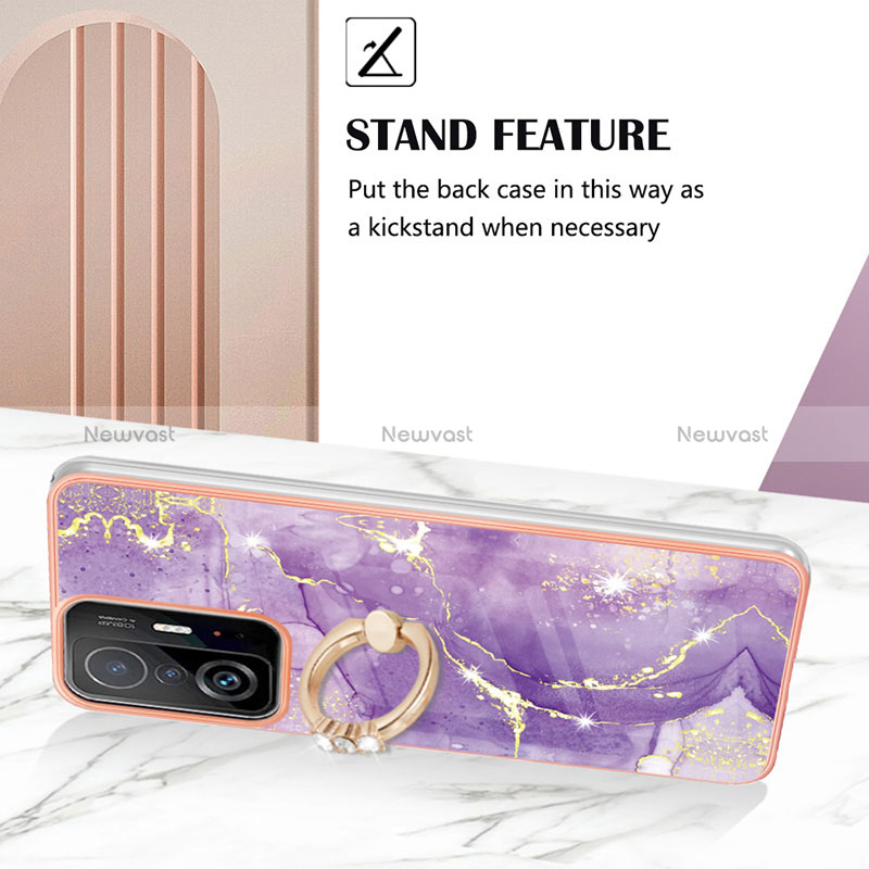 Silicone Candy Rubber Gel Fashionable Pattern Soft Case Cover with Finger Ring Stand Y05B for Xiaomi Mi 11T 5G