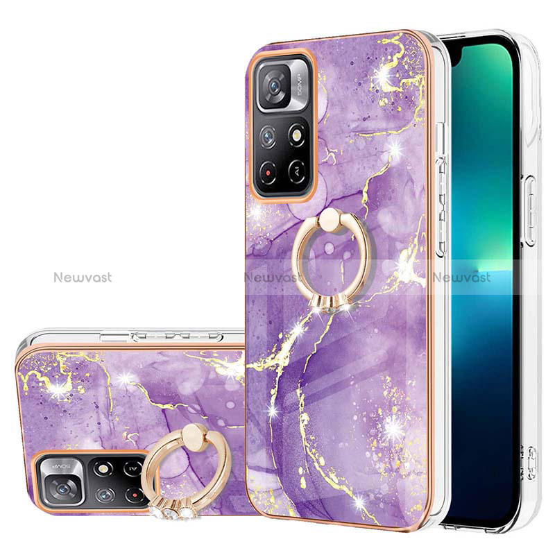Silicone Candy Rubber Gel Fashionable Pattern Soft Case Cover with Finger Ring Stand Y05B for Xiaomi Poco M4 Pro 5G