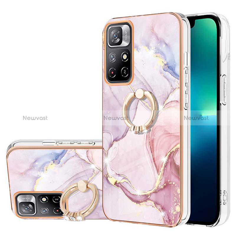 Silicone Candy Rubber Gel Fashionable Pattern Soft Case Cover with Finger Ring Stand Y05B for Xiaomi Poco M4 Pro 5G