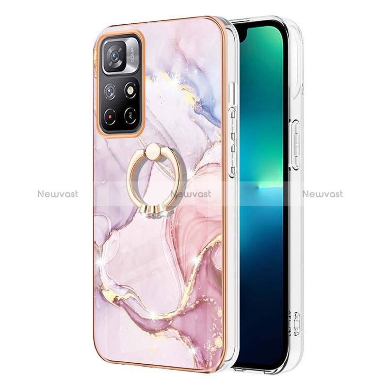 Silicone Candy Rubber Gel Fashionable Pattern Soft Case Cover with Finger Ring Stand Y05B for Xiaomi Poco M4 Pro 5G