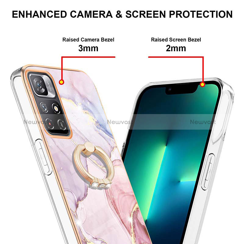 Silicone Candy Rubber Gel Fashionable Pattern Soft Case Cover with Finger Ring Stand Y05B for Xiaomi Poco M4 Pro 5G