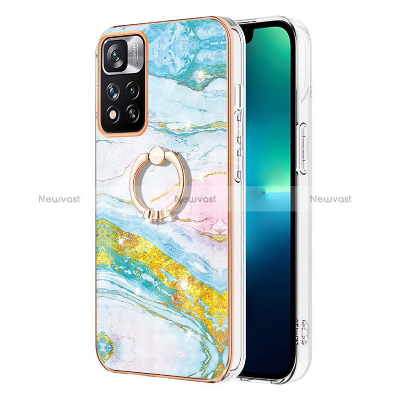 Silicone Candy Rubber Gel Fashionable Pattern Soft Case Cover with Finger Ring Stand Y05B for Xiaomi Poco X4 NFC