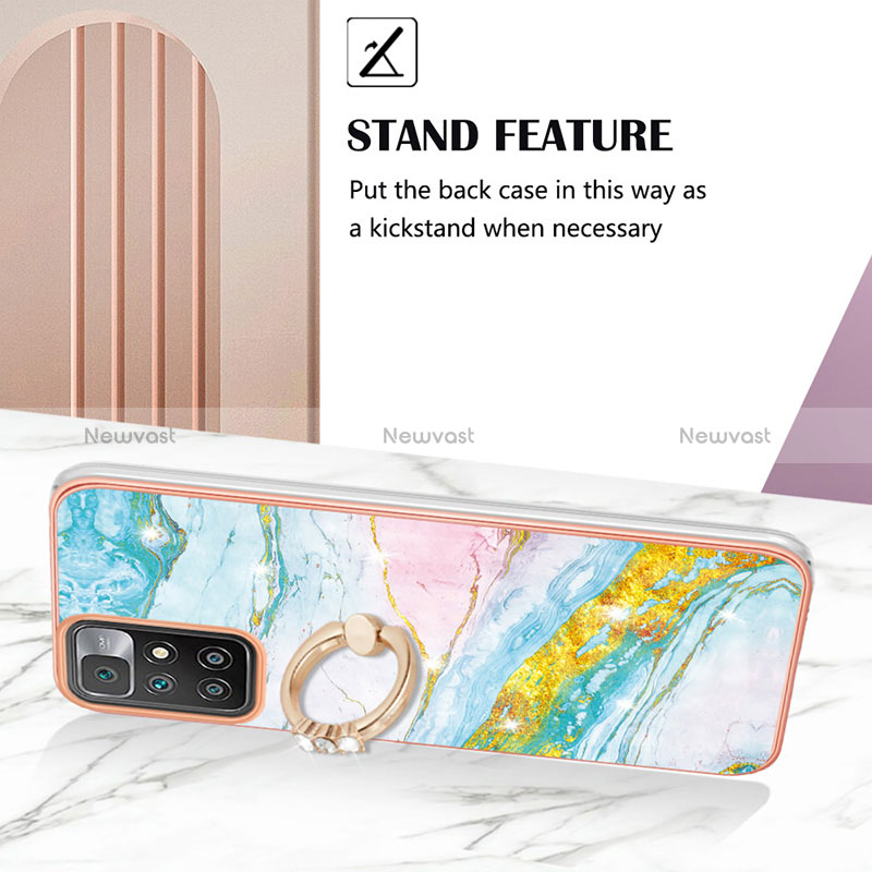 Silicone Candy Rubber Gel Fashionable Pattern Soft Case Cover with Finger Ring Stand Y05B for Xiaomi Redmi 10 4G