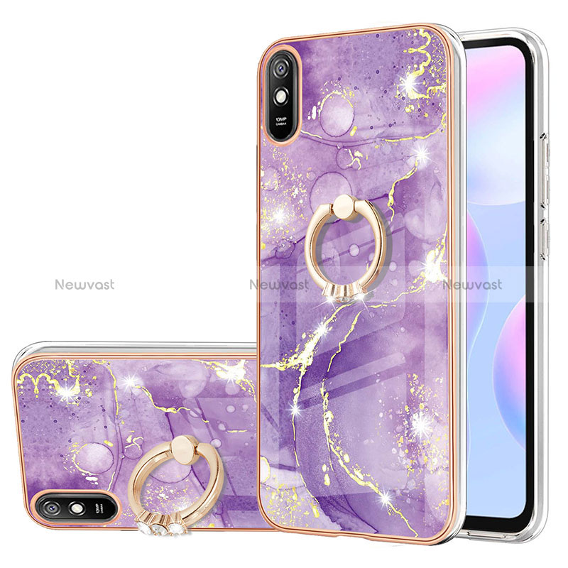 Silicone Candy Rubber Gel Fashionable Pattern Soft Case Cover with Finger Ring Stand Y05B for Xiaomi Redmi 9A