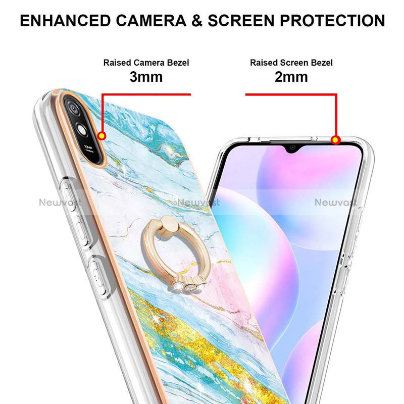 Silicone Candy Rubber Gel Fashionable Pattern Soft Case Cover with Finger Ring Stand Y05B for Xiaomi Redmi 9A