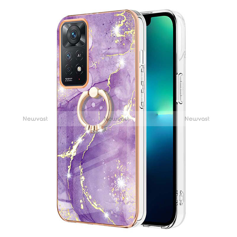 Silicone Candy Rubber Gel Fashionable Pattern Soft Case Cover with Finger Ring Stand Y05B for Xiaomi Redmi Note 11 4G (2022)