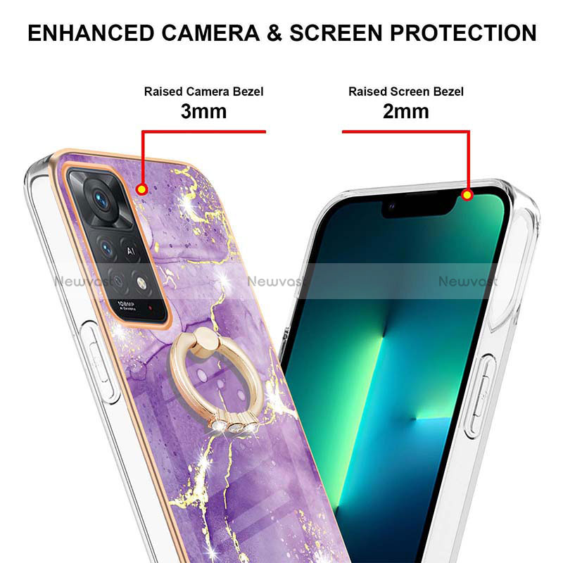 Silicone Candy Rubber Gel Fashionable Pattern Soft Case Cover with Finger Ring Stand Y05B for Xiaomi Redmi Note 11 Pro 4G