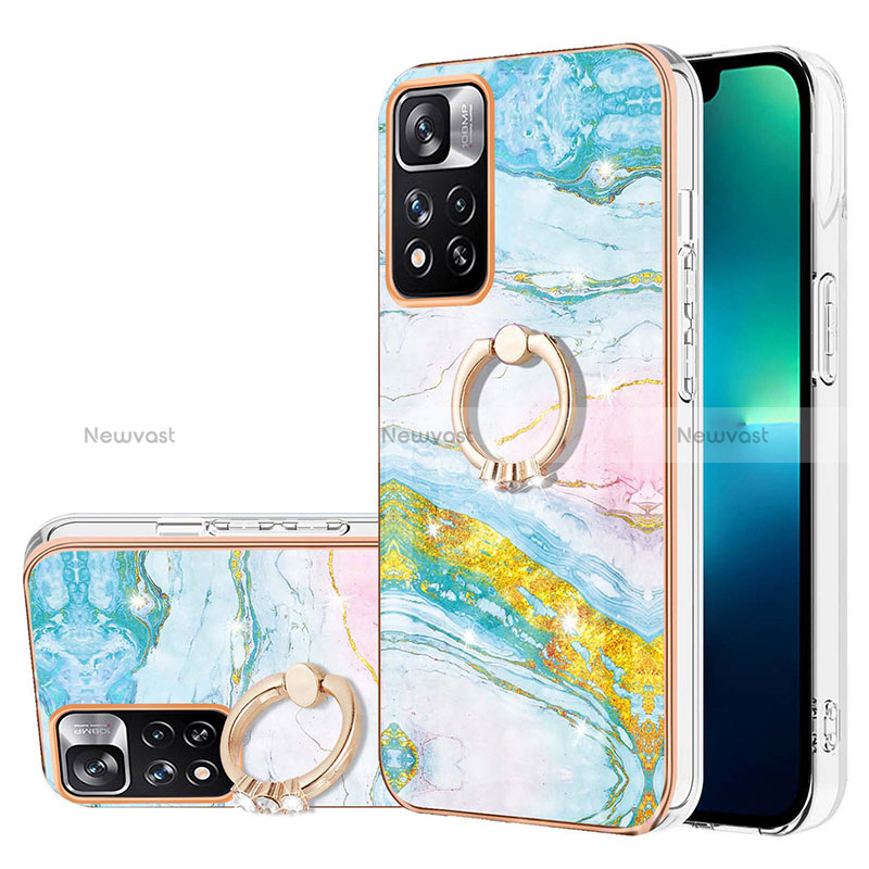 Silicone Candy Rubber Gel Fashionable Pattern Soft Case Cover with Finger Ring Stand Y05B for Xiaomi Redmi Note 11 Pro+ Plus 5G Colorful