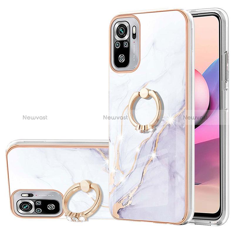 Silicone Candy Rubber Gel Fashionable Pattern Soft Case Cover with Finger Ring Stand Y05B for Xiaomi Redmi Note 11 SE India 4G White