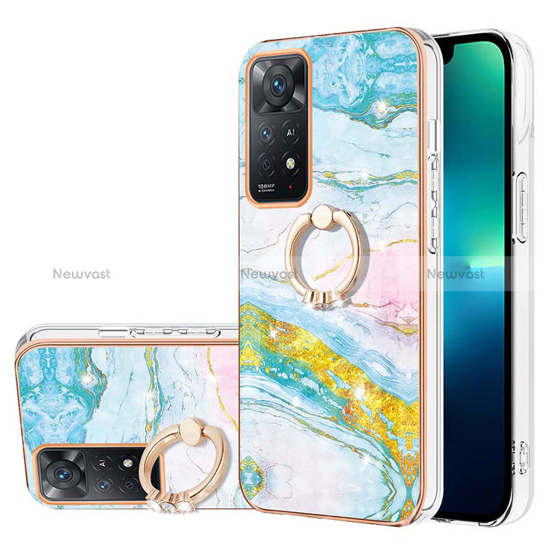 Silicone Candy Rubber Gel Fashionable Pattern Soft Case Cover with Finger Ring Stand Y05B for Xiaomi Redmi Note 11S 4G Colorful