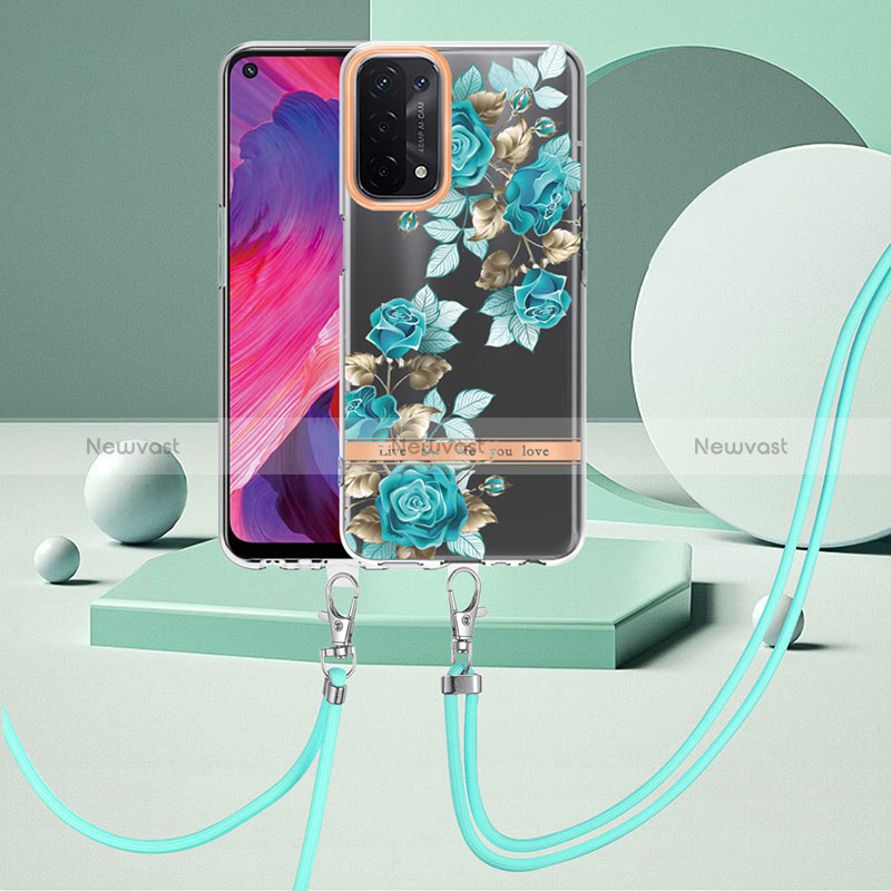 Silicone Candy Rubber Gel Fashionable Pattern Soft Case Cover with Finger Ring Stand Y06B for Oppo A74 5G