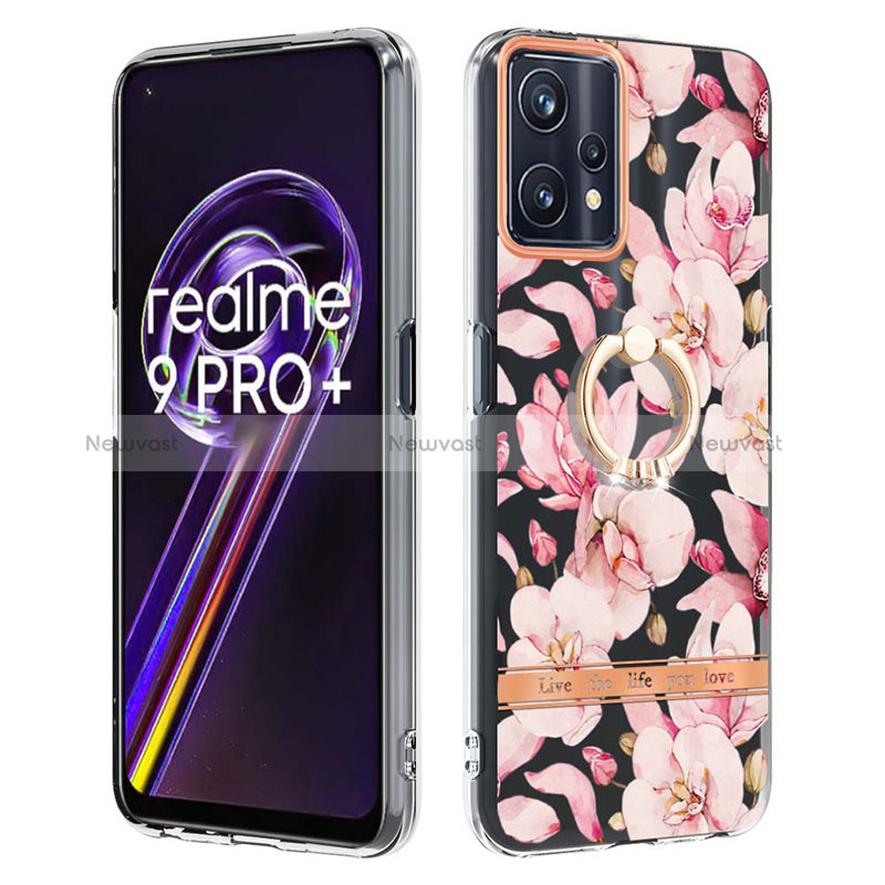 Silicone Candy Rubber Gel Fashionable Pattern Soft Case Cover with Finger Ring Stand Y06B for Realme 9 4G