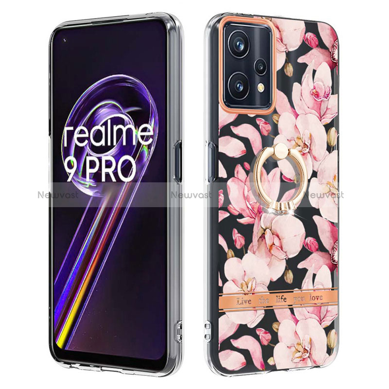 Silicone Candy Rubber Gel Fashionable Pattern Soft Case Cover with Finger Ring Stand Y06B for Realme 9 5G