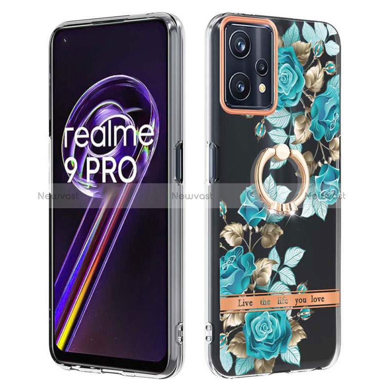 Silicone Candy Rubber Gel Fashionable Pattern Soft Case Cover with Finger Ring Stand Y06B for Realme 9 Pro 5G