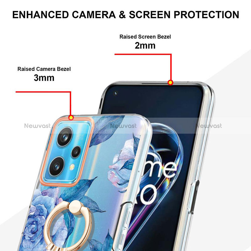 Silicone Candy Rubber Gel Fashionable Pattern Soft Case Cover with Finger Ring Stand Y06B for Realme 9 Pro 5G