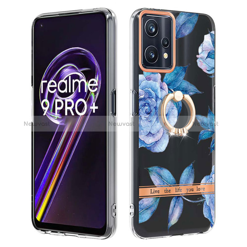 Silicone Candy Rubber Gel Fashionable Pattern Soft Case Cover with Finger Ring Stand Y06B for Realme 9 Pro+ Plus 5G