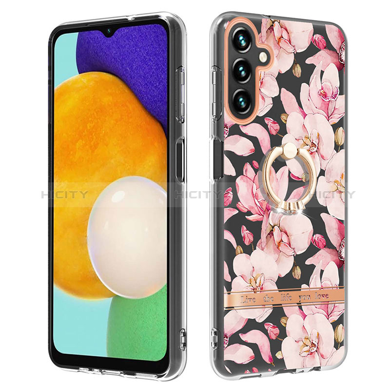 Silicone Candy Rubber Gel Fashionable Pattern Soft Case Cover with Finger Ring Stand Y06B for Samsung Galaxy A04s