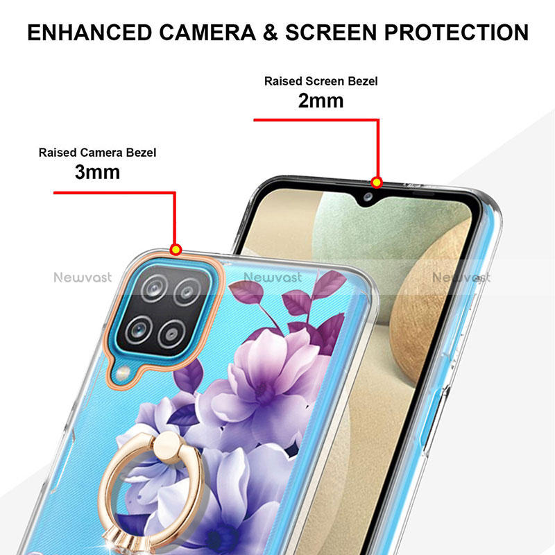 Silicone Candy Rubber Gel Fashionable Pattern Soft Case Cover with Finger Ring Stand Y06B for Samsung Galaxy A12 5G