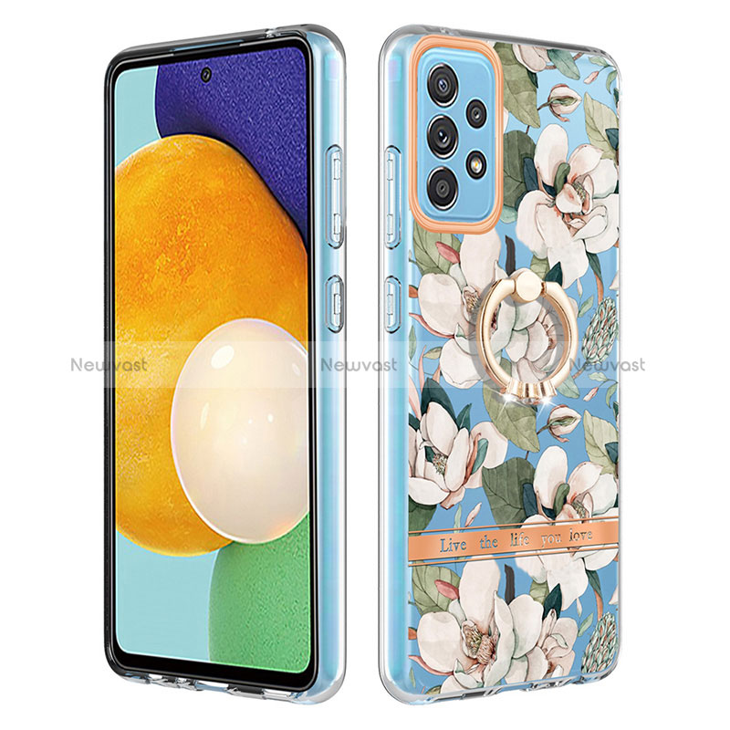 Silicone Candy Rubber Gel Fashionable Pattern Soft Case Cover with Finger Ring Stand Y06B for Samsung Galaxy A52 5G