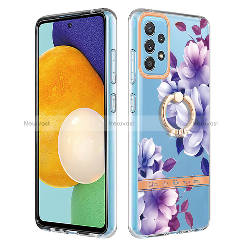 Silicone Candy Rubber Gel Fashionable Pattern Soft Case Cover with Finger Ring Stand Y06B for Samsung Galaxy A52s 5G