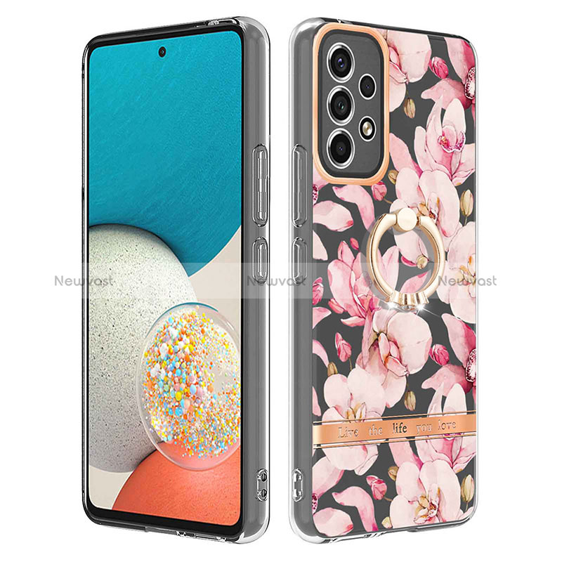 Silicone Candy Rubber Gel Fashionable Pattern Soft Case Cover with Finger Ring Stand Y06B for Samsung Galaxy A53 5G