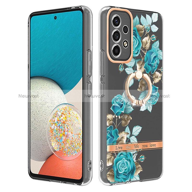 Silicone Candy Rubber Gel Fashionable Pattern Soft Case Cover with Finger Ring Stand Y06B for Samsung Galaxy A53 5G