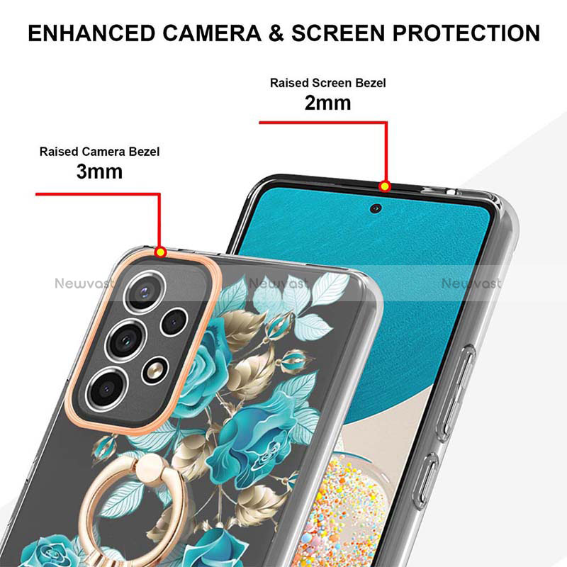 Silicone Candy Rubber Gel Fashionable Pattern Soft Case Cover with Finger Ring Stand Y06B for Samsung Galaxy A53 5G