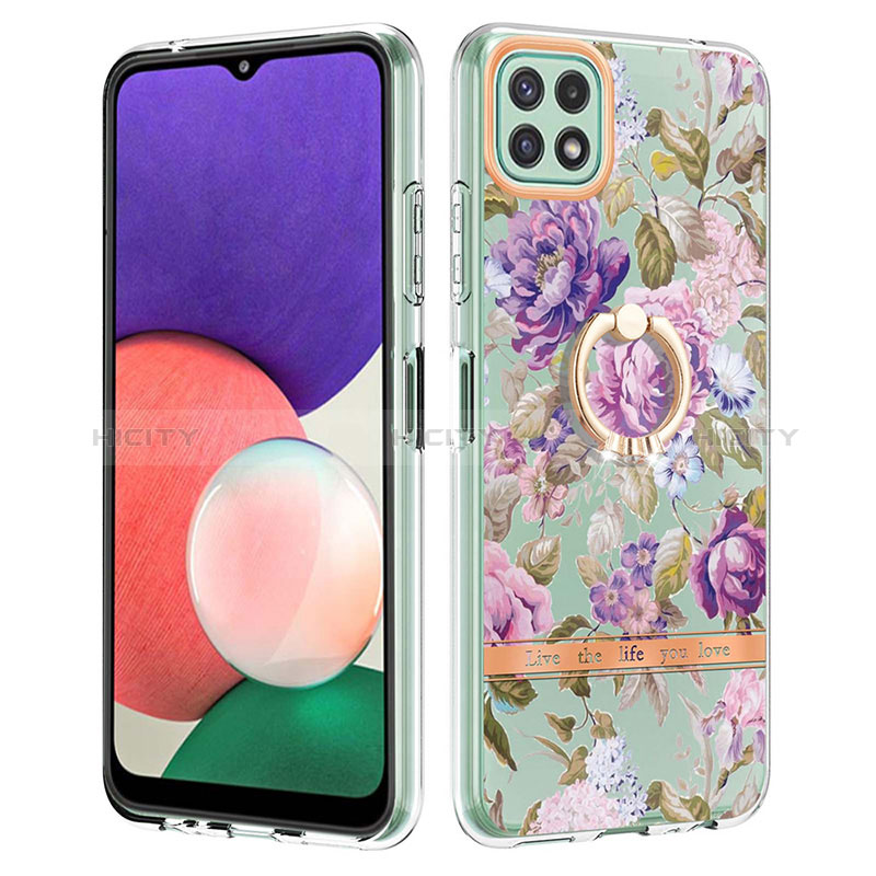 Silicone Candy Rubber Gel Fashionable Pattern Soft Case Cover with Finger Ring Stand Y06B for Samsung Galaxy F42 5G