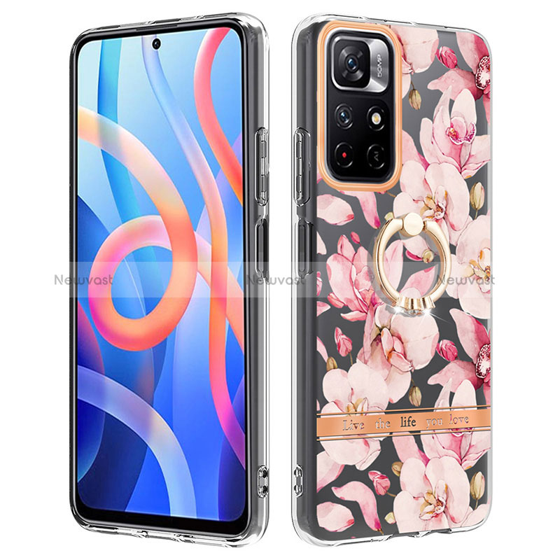 Silicone Candy Rubber Gel Fashionable Pattern Soft Case Cover with Finger Ring Stand Y06B for Xiaomi Poco M4 Pro 5G