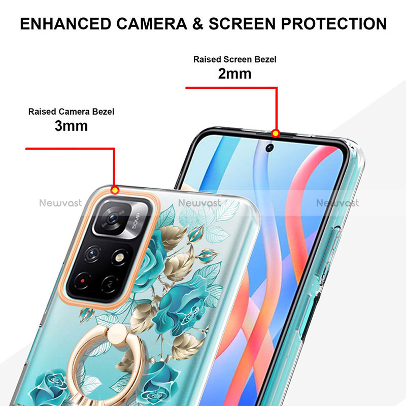 Silicone Candy Rubber Gel Fashionable Pattern Soft Case Cover with Finger Ring Stand Y06B for Xiaomi Poco M4 Pro 5G