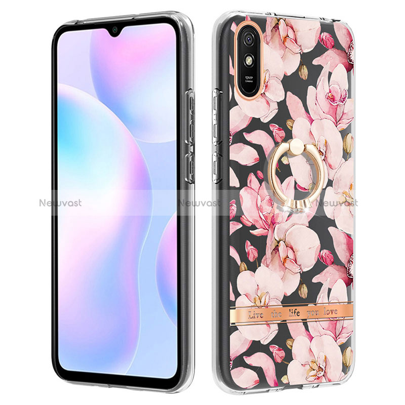 Silicone Candy Rubber Gel Fashionable Pattern Soft Case Cover with Finger Ring Stand Y06B for Xiaomi Redmi 9A