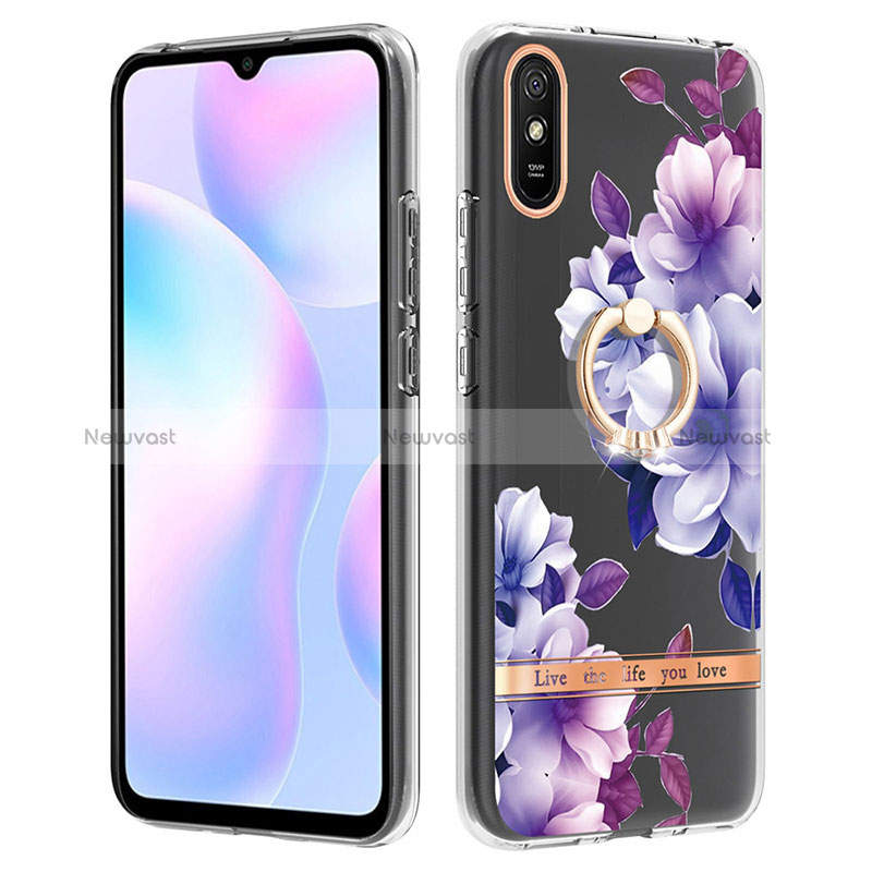 Silicone Candy Rubber Gel Fashionable Pattern Soft Case Cover with Finger Ring Stand Y06B for Xiaomi Redmi 9A