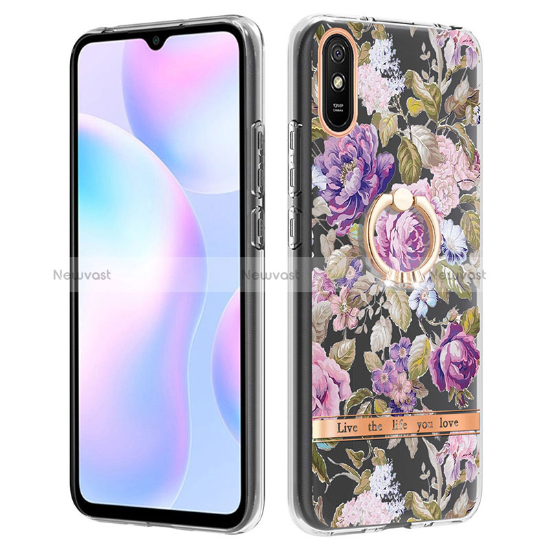 Silicone Candy Rubber Gel Fashionable Pattern Soft Case Cover with Finger Ring Stand Y06B for Xiaomi Redmi 9AT