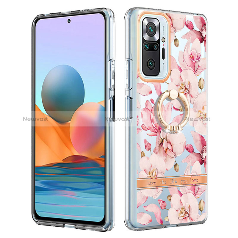 Silicone Candy Rubber Gel Fashionable Pattern Soft Case Cover with Finger Ring Stand Y06B for Xiaomi Redmi Note 10 Pro 4G