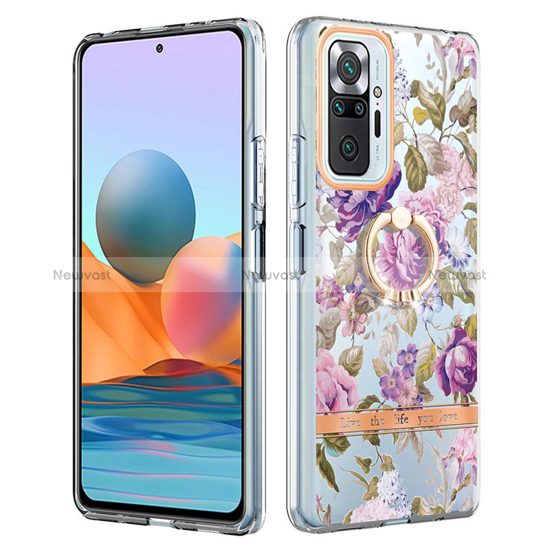 Silicone Candy Rubber Gel Fashionable Pattern Soft Case Cover with Finger Ring Stand Y06B for Xiaomi Redmi Note 10 Pro 4G