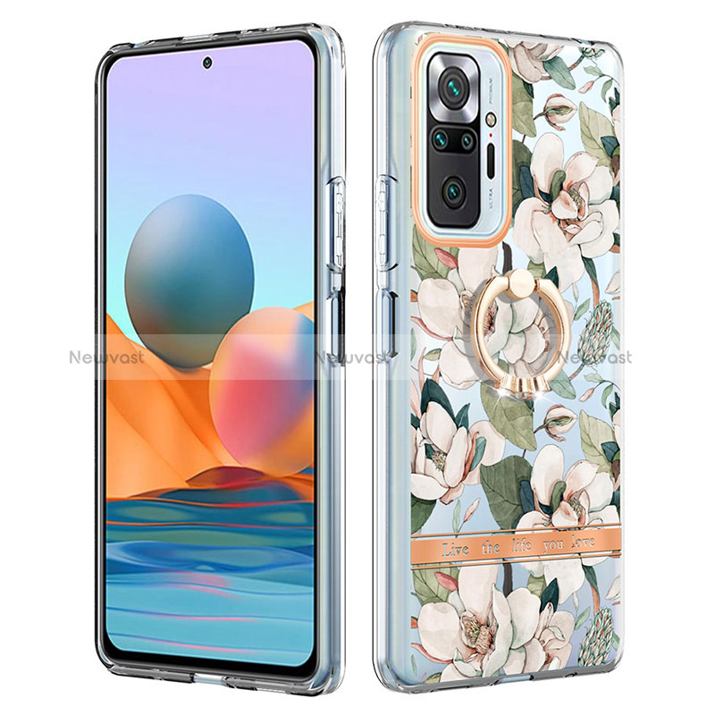 Silicone Candy Rubber Gel Fashionable Pattern Soft Case Cover with Finger Ring Stand Y06B for Xiaomi Redmi Note 10 Pro 4G