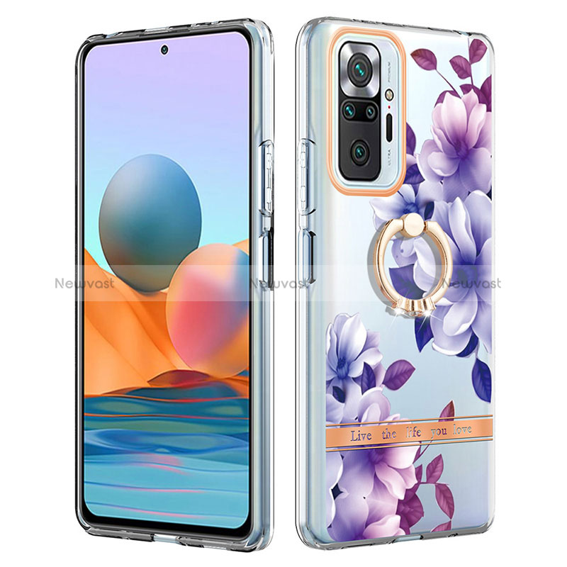 Silicone Candy Rubber Gel Fashionable Pattern Soft Case Cover with Finger Ring Stand Y06B for Xiaomi Redmi Note 10 Pro 4G