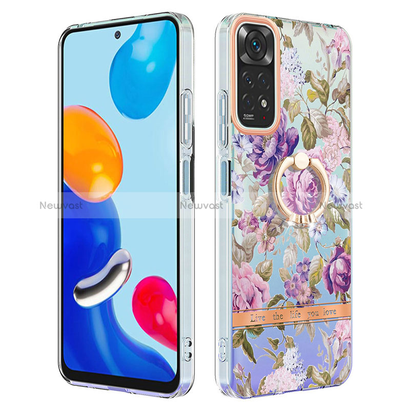 Silicone Candy Rubber Gel Fashionable Pattern Soft Case Cover with Finger Ring Stand Y06B for Xiaomi Redmi Note 11 4G (2022)