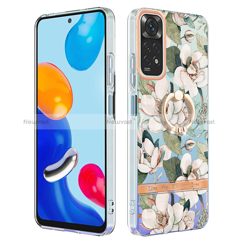 Silicone Candy Rubber Gel Fashionable Pattern Soft Case Cover with Finger Ring Stand Y06B for Xiaomi Redmi Note 11 4G (2022) White