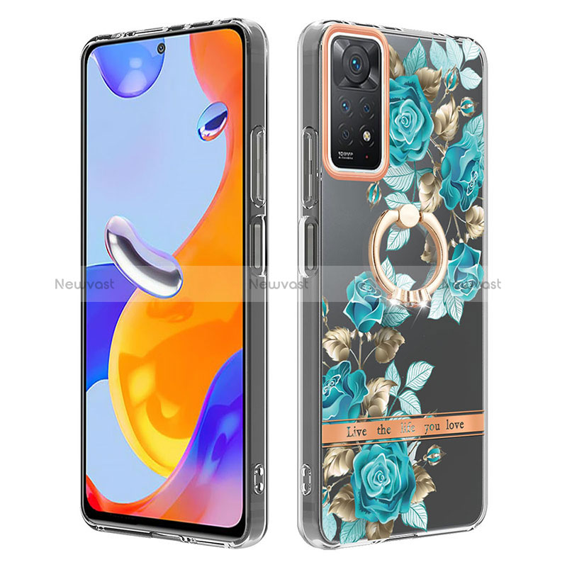 Silicone Candy Rubber Gel Fashionable Pattern Soft Case Cover with Finger Ring Stand Y06B for Xiaomi Redmi Note 11 Pro 5G