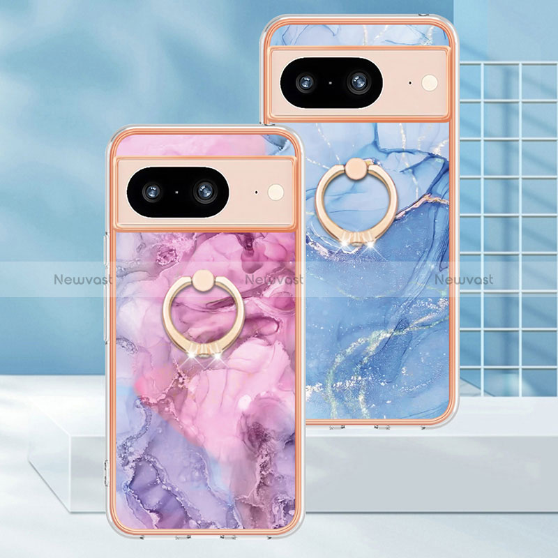 Silicone Candy Rubber Gel Fashionable Pattern Soft Case Cover with Finger Ring Stand YB1 for Google Pixel 8 5G