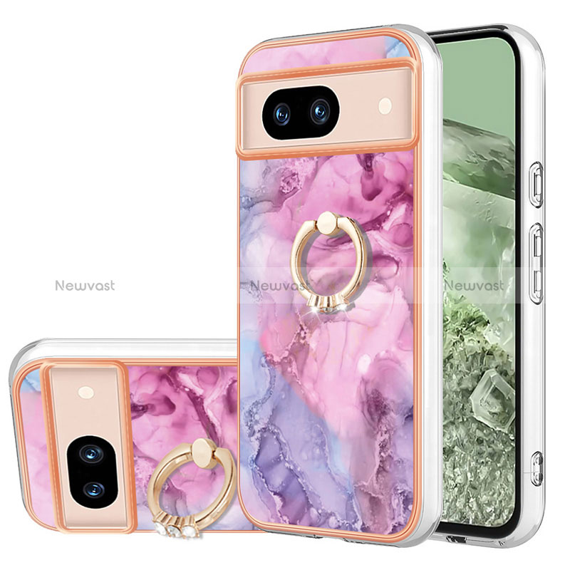 Silicone Candy Rubber Gel Fashionable Pattern Soft Case Cover with Finger Ring Stand YB1 for Google Pixel 8a 5G