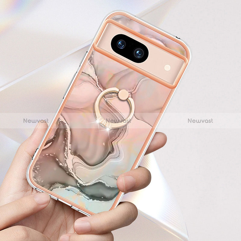 Silicone Candy Rubber Gel Fashionable Pattern Soft Case Cover with Finger Ring Stand YB1 for Google Pixel 8a 5G