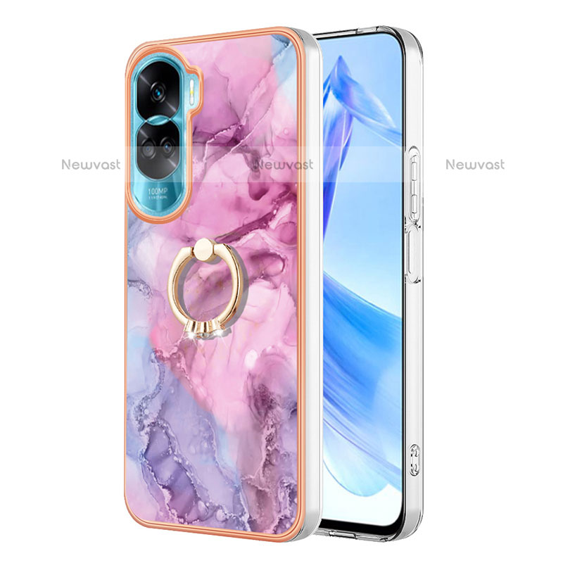 Silicone Candy Rubber Gel Fashionable Pattern Soft Case Cover with Finger Ring Stand YB1 for Huawei Honor 90 Lite 5G